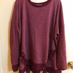 Purple lace up sweater